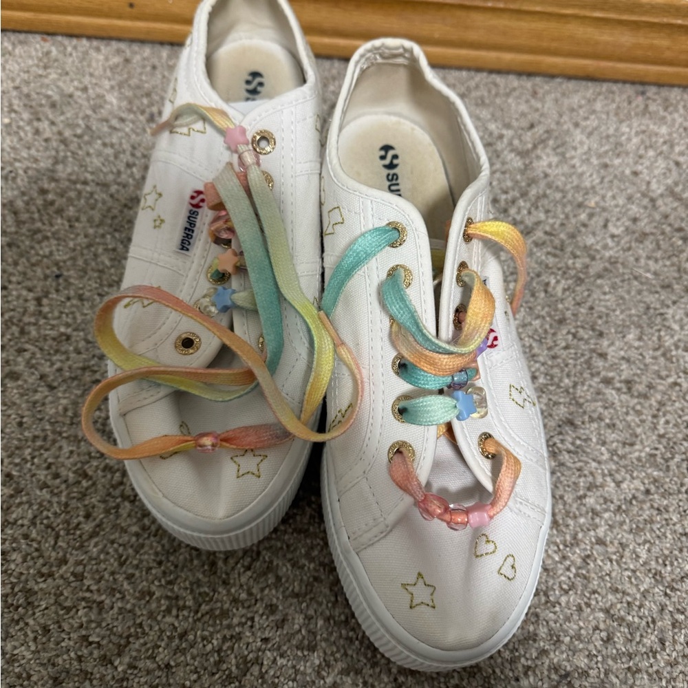 Superga Women's 2790-Embroidery Laced Beaded Rainbow Sneaker - Picture 4 of 11